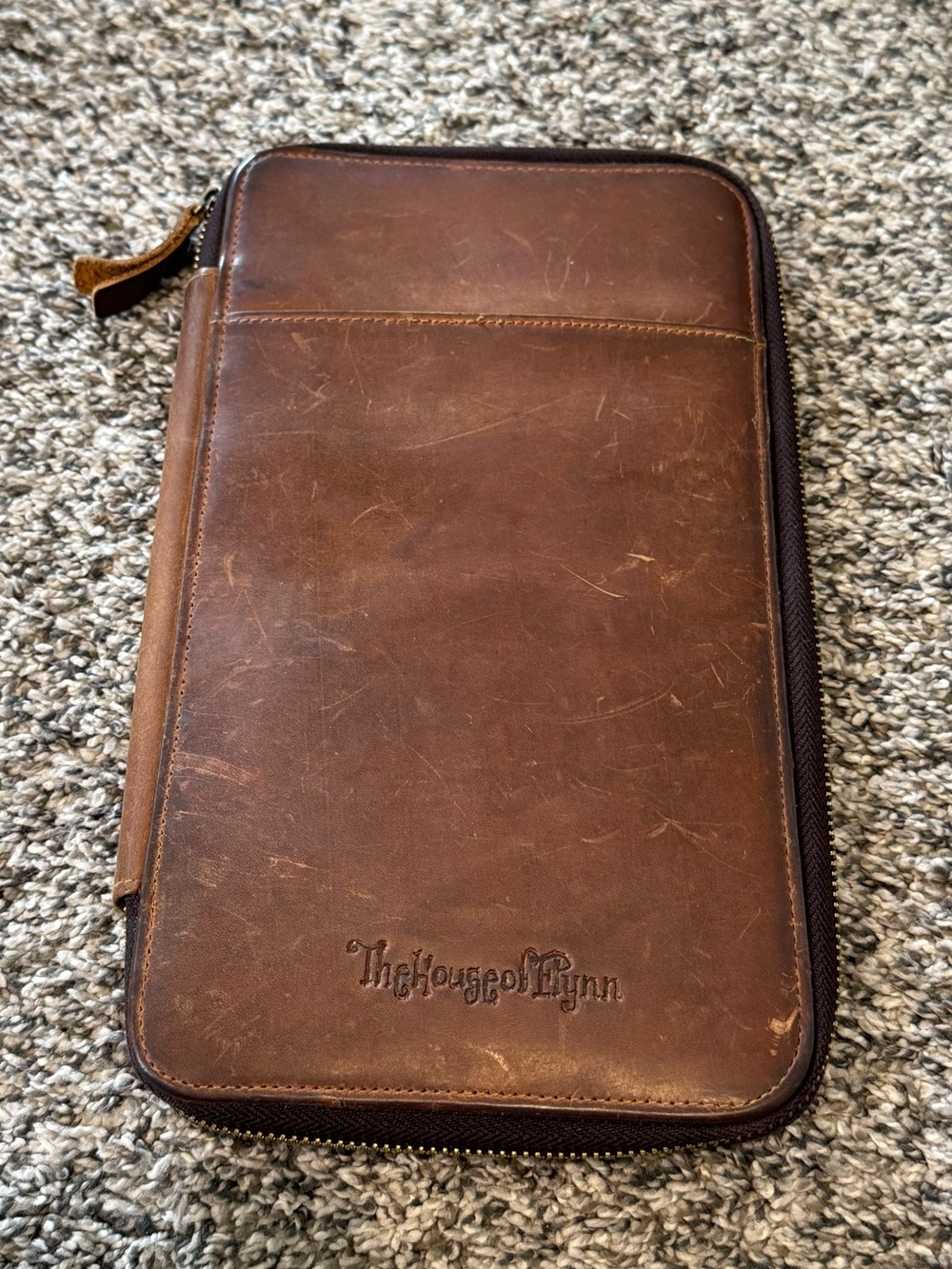Brown Leather Zippered Travel Wallet
